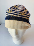 Gucci Authentic Blue , Gold Metallic and Cream Beanie Hat Size Large