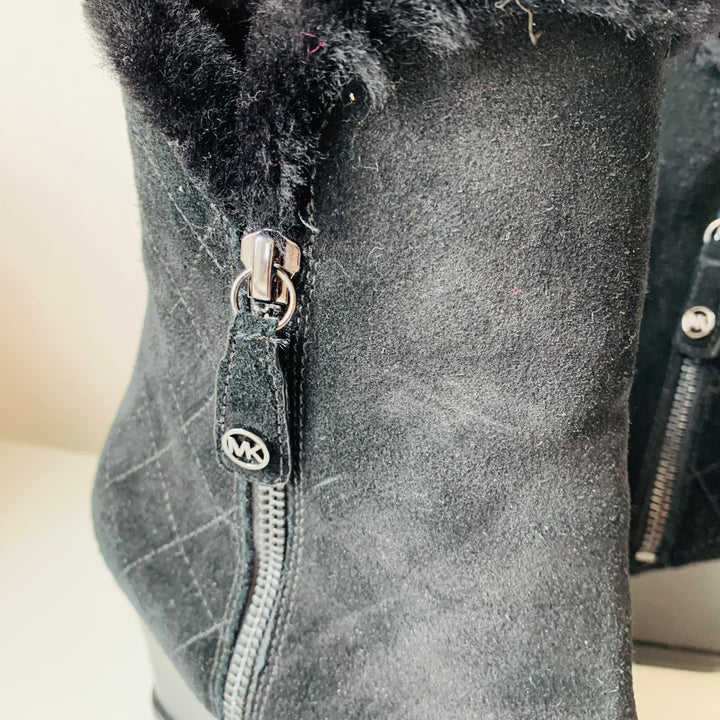 Michael Kors Black Suede Wedge Boots Size 7