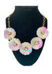 J. Crew Sequin Iridescent Flower Burst Crystal Statement Necklace in Gold Tone