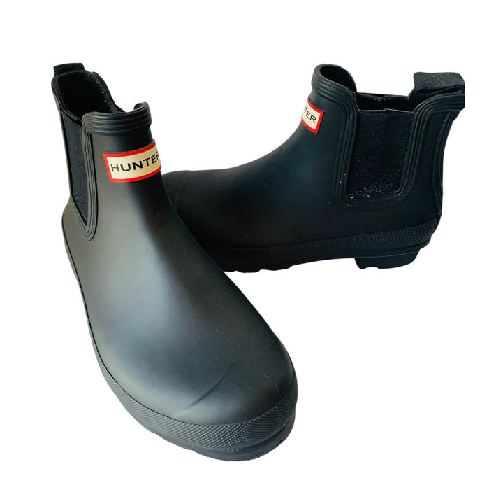 Hunter Black Rubber Waterproof Ankle Boots Size 8
