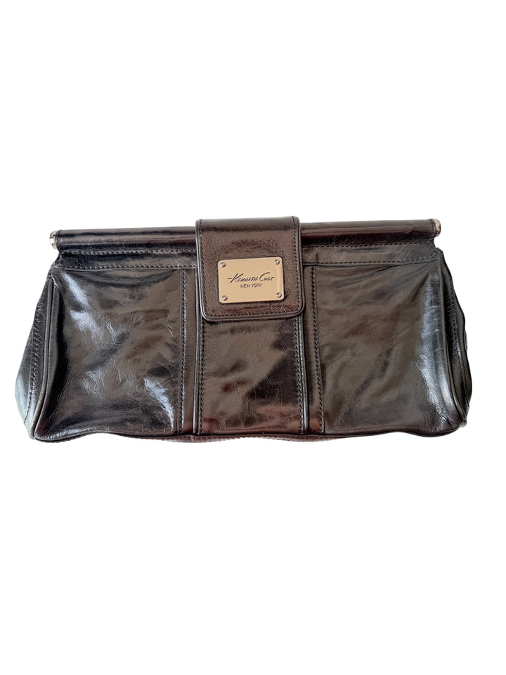 Kenneth Cole Black Shiney Leather Clutch