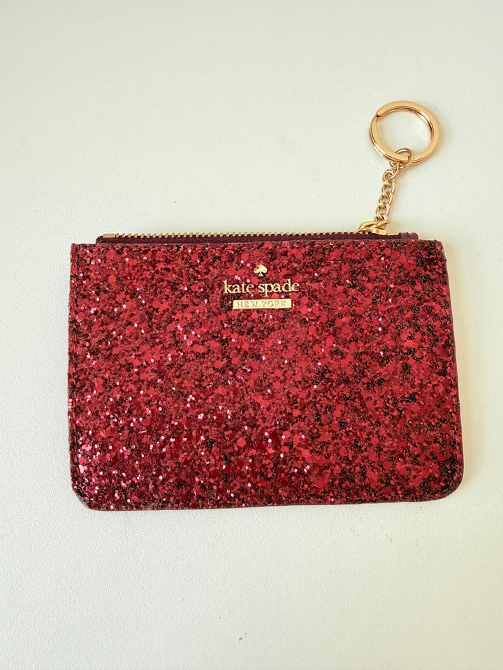 Kate Spade New York Red Glitter Keychain Laurel Way Bitsy Wallet