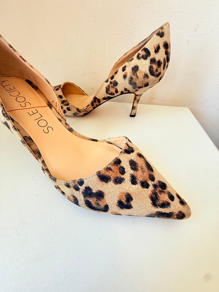 Sole Society Leopard Print D’ Orsay Kitten Heel Pumps Size 9