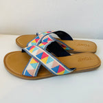 Tom’s Women’s Viv Crisscross Multi Color Flat Slide Sandals Size 9 New