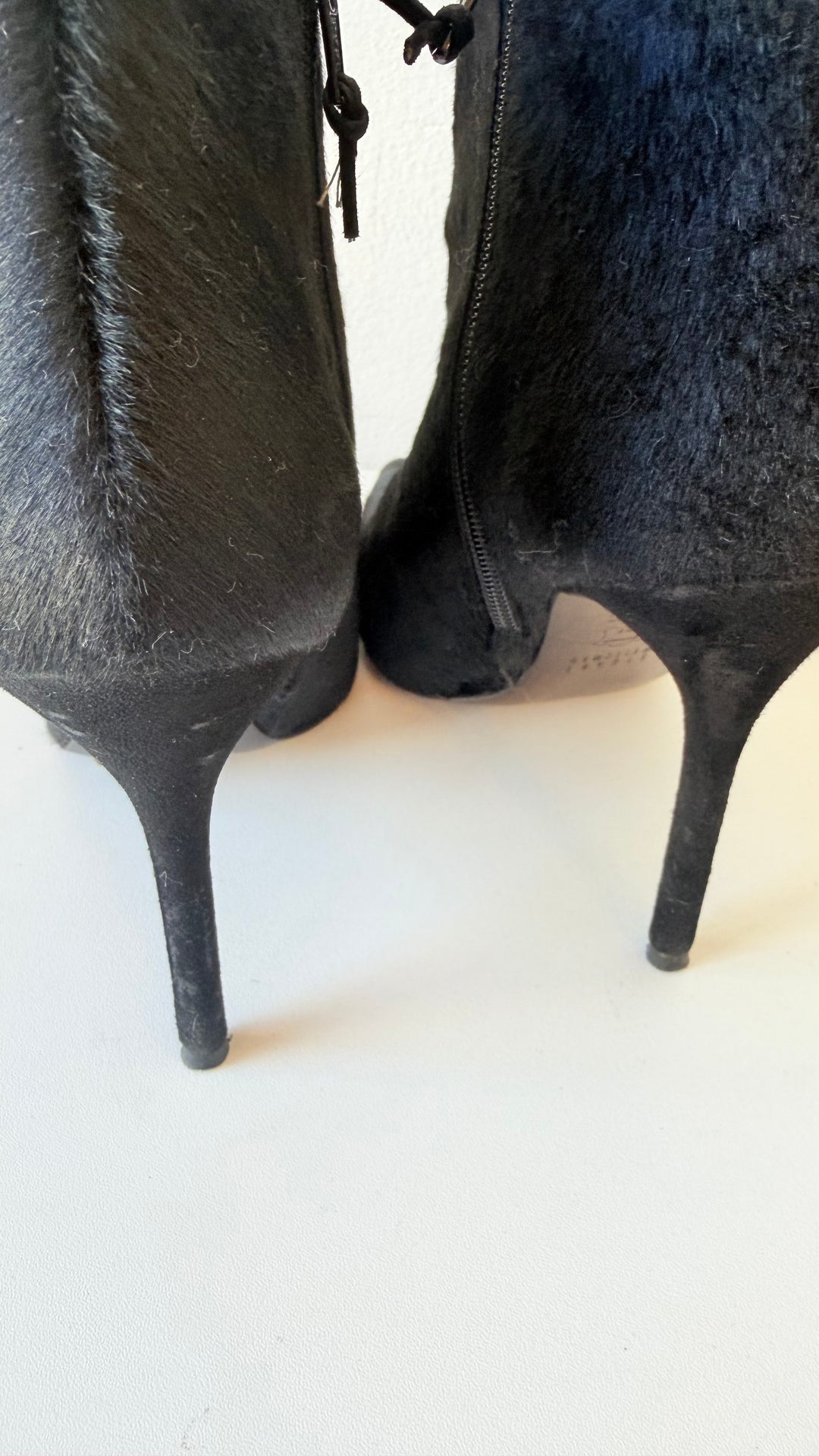 Stuart Weitzman Black Calf Pony Hair Pointed Toe Stiletto Boots Size 8 M Women’s