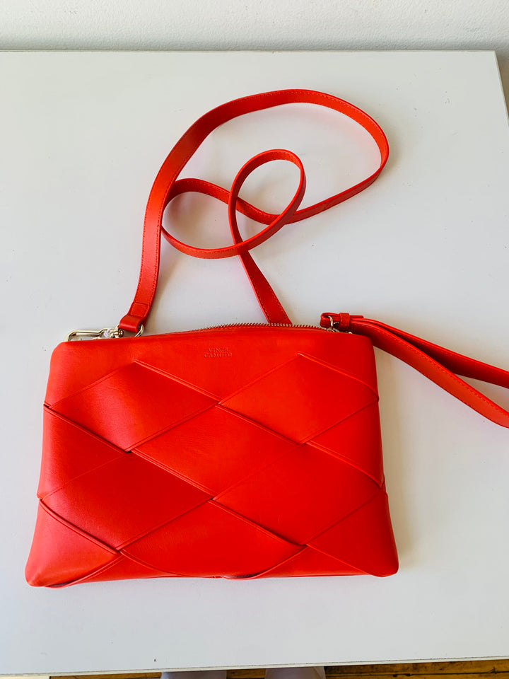 Vince Camuto Orange Woven Wristlet Crossbody Handbag