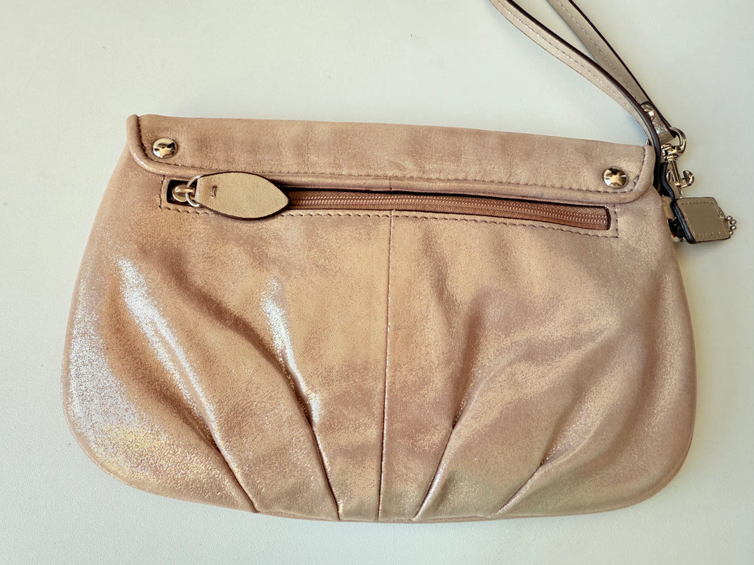 Coach Champaign Leather Metallic Wristlet