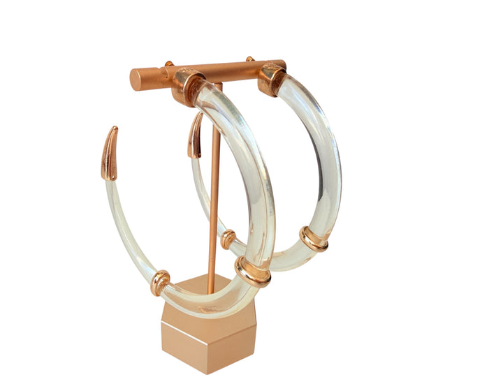 Clear Acrylic & Gold Super Hoop Pierced Earrings