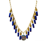 Susan Lowenberg The Pencil Lady Handmade Blue And Gold Pendent Necklace