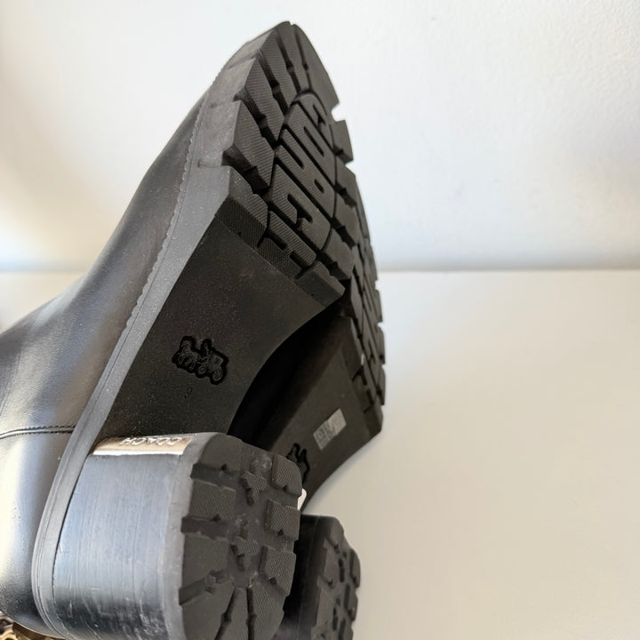 Coach Chrissy Black Smooth Leather Boots Size 9