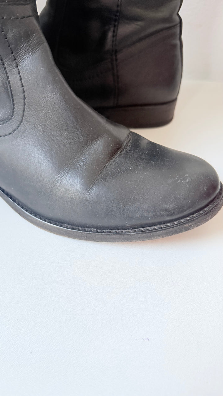 Frye Paige Tall Black Leather Riding Boots Size 6