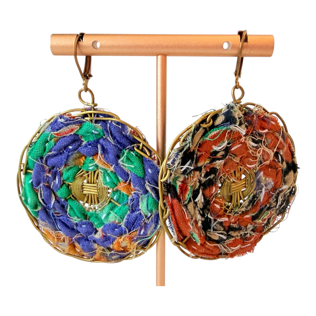 Funky Handmade Yarn Pierced Earrings