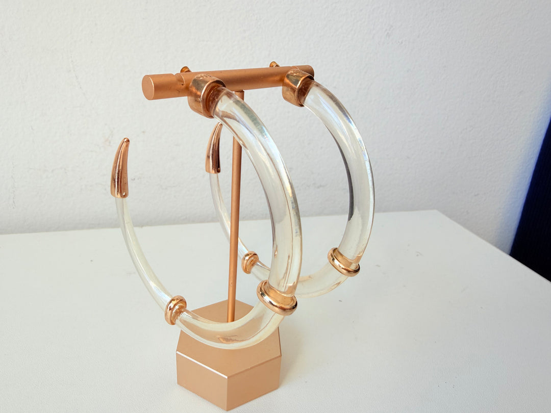 Clear Acrylic & Gold Super Hoop Pierced Earrings