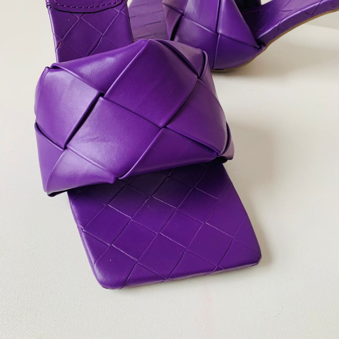 Purple Quilted Slip On Heels Size 8.5