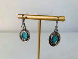 Faux Turquoise Drop Earrings In Silver Tone