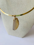 Gold Tone Collar Druzy Pendent Necklace