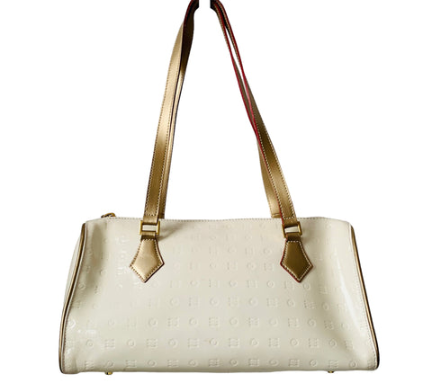 Arcadia Off White Leather Patent Handbag
