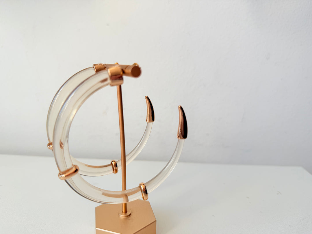 Clear Acrylic & Gold Super Hoop Pierced Earrings