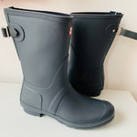 Hunter Women’s Original Back Adjustable Short Waterproof Rain-boots In Black Size 10