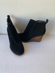 Lucky Brand Black Suede Wedge Booty Size 7