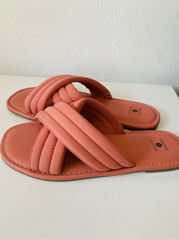 Shade & Shore Slip on Peach Vegan Sandals Size 7