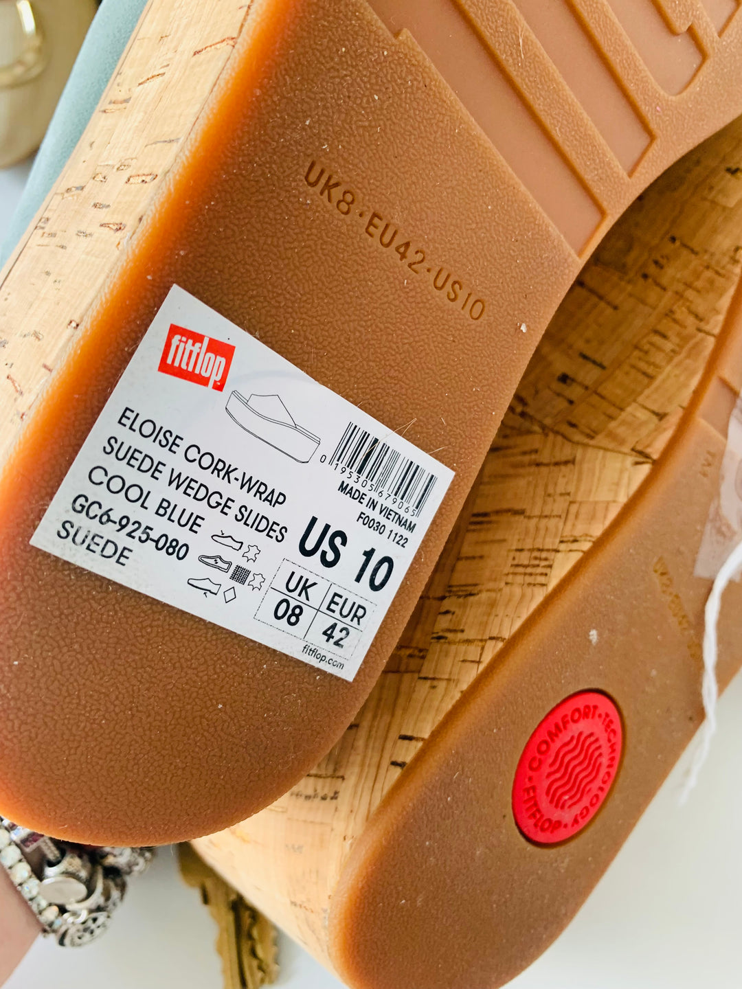 Fitflop Pale Blue Suede Platform Slide on Sandal Size 10
