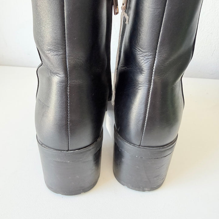 Coach Chrissy Black Smooth Leather Boots Size 9