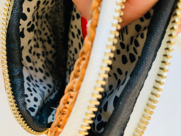 Mili & Lili White and Brown Woven Crossbody