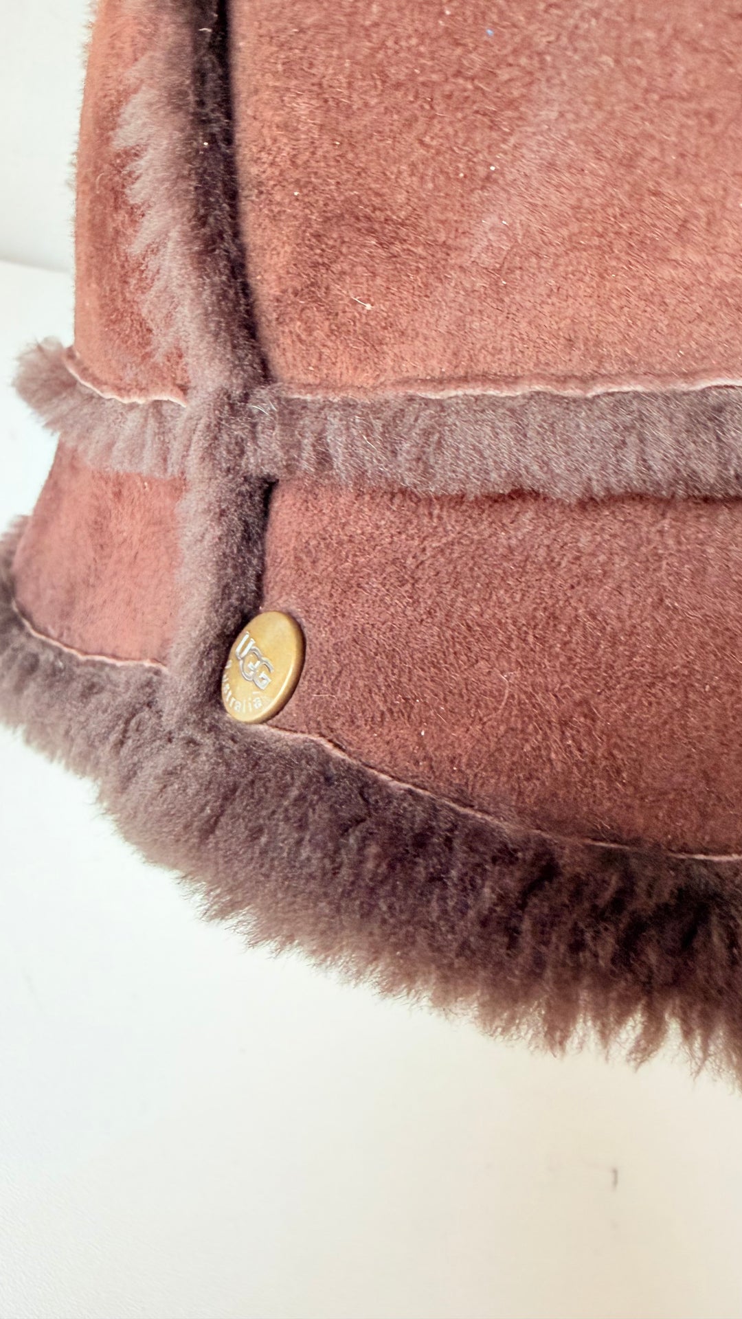 UGG Bucket Brown Shearling Sheepskin Upflap Hat One Size