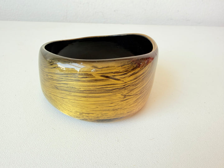 Vintage Gold & Black Mettalic Chunky Lucite Bangle