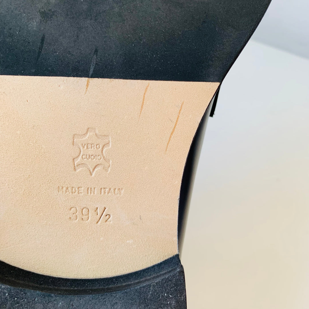 L’Idea By Lories Black Leather Penny Loafers Size 39.5