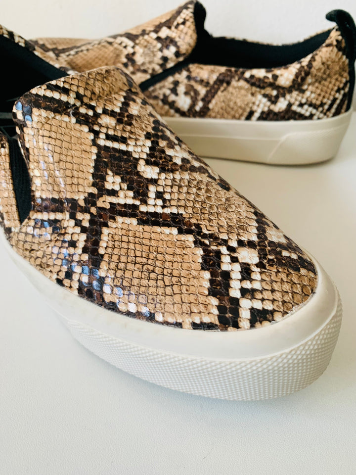 Zara Snakeskin Slip On Sneakers Size 38