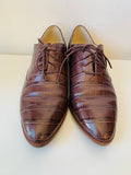 Cole Haan Grand Series Classic Brown Leather Lace Up Croc Embossed Women’s Oxford Shoes Size 9