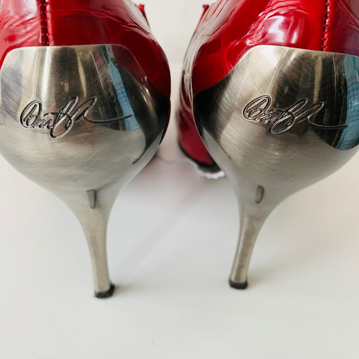 Donald J Pliner Red Croc Embossed Leather Heels Size 9.5