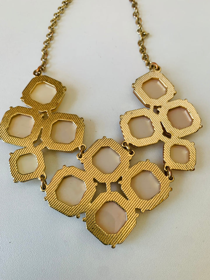 Cream Rhinestone Statement Necklace