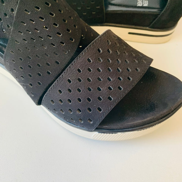 Eileen Fisher Sport Tumbled Leather Perforated Nubuck Sneaker Sandals Size 7.5