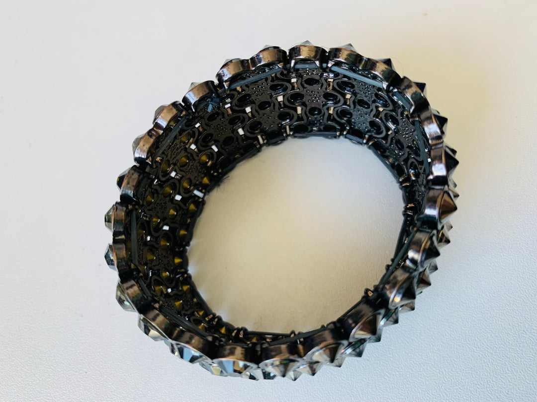 Pewter Rhinestone Stretch Bracelet