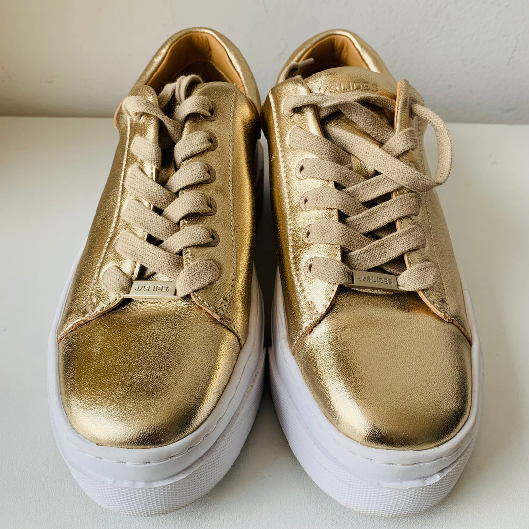 J/Slides Gold Metallic Sneaker Size 8.5