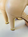 IDIFU Chunky Ivory Lace Detailed Peep Toe Platform Heels Size 8