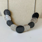 Erica Lyons Pewter And Silver-tone Textured  Disk Necklace