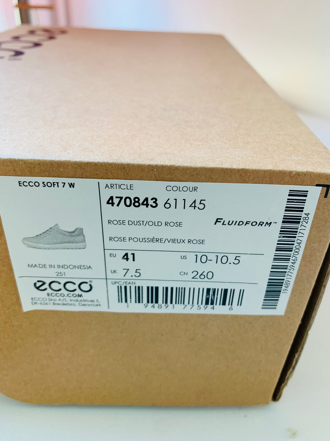 Ecco Soft Pink Rose Dust/Olde Rose Sneakers New In Box Size 41 (Us 10-10.5)