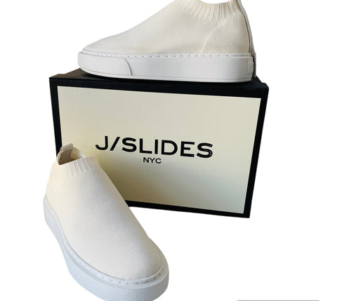 J/Slides NYC White Daphnie Slip On Platform Sneaker Size 6.5
