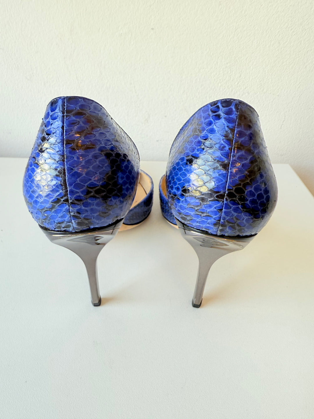 Jimmy Choo Anouk Blue Snakeskin d’Orsay Pumps Size 41 Authentic