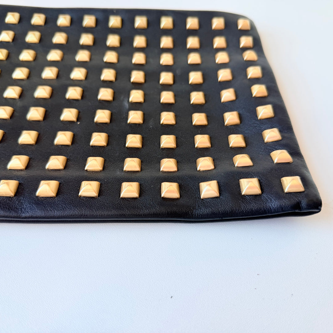 Allsaints Bettina Black Gold Studded Leather Clutch