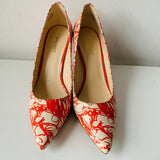 Nine West Tatiana Pointed Stiletto Pump In Orange & White Size 10.5