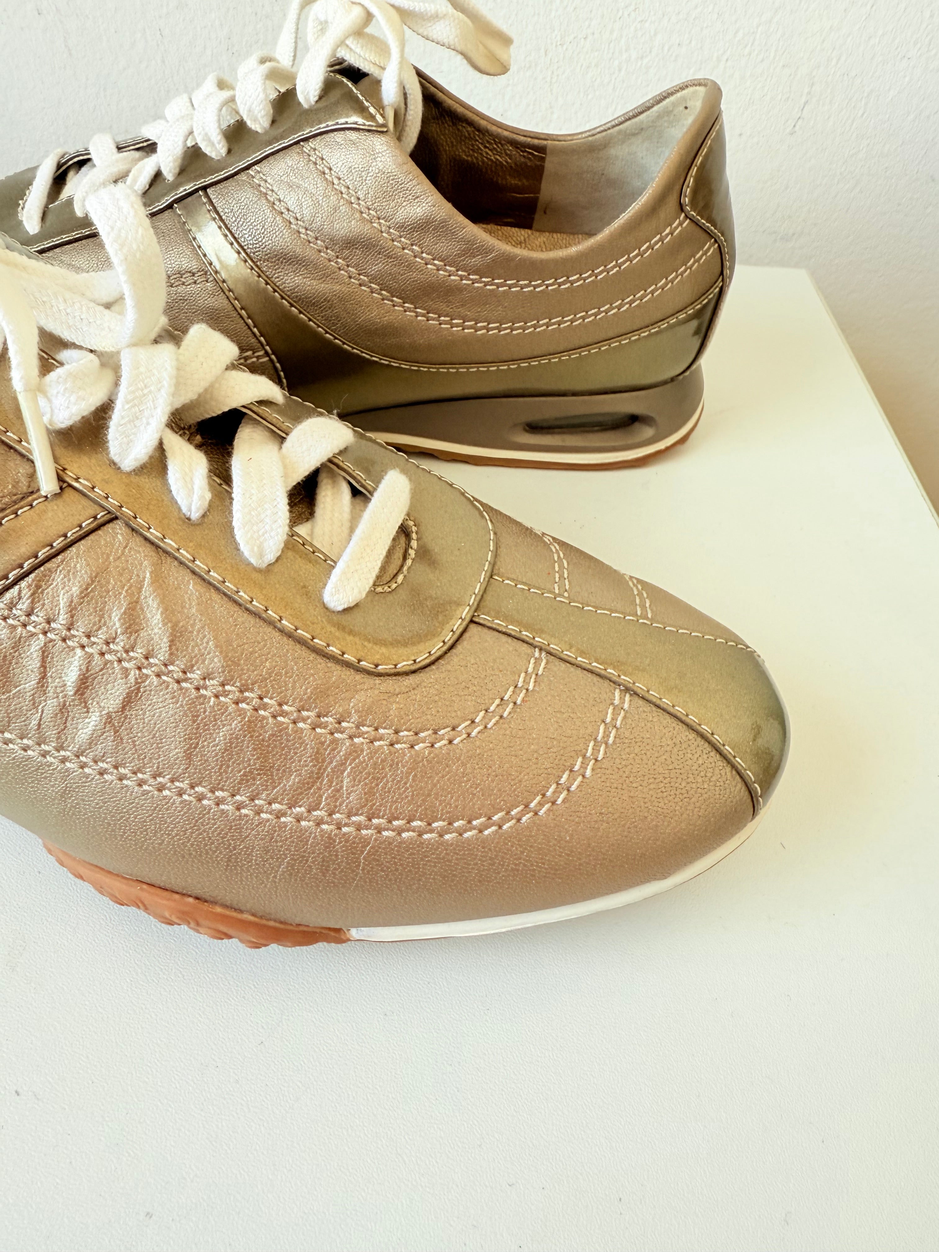Cole Haan Nike Air Bria Vintage Gold Metallic Leather Oxford