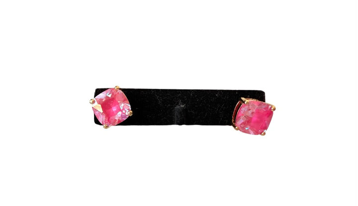 Pink Rhinestone Stud Pierced Earrings