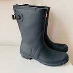 Hunter Women’s Original Back Adjustable Short Waterproof Rain-boots In Black Size 10