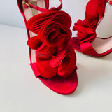 Glint Satin Rosette Red Pumps/Sandals Size 7