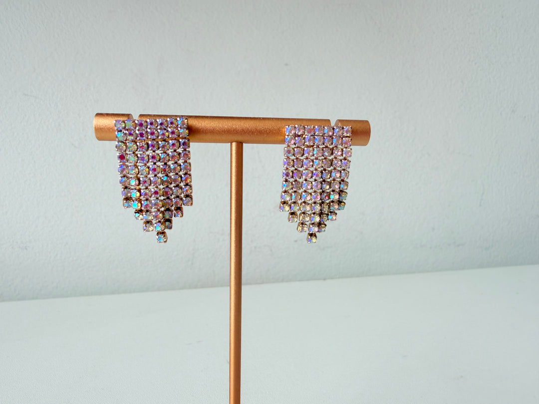Rhinestone Fringe Pierced Earrings